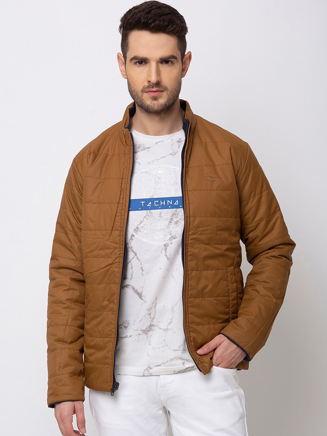 

Status Quo Men Brown Padded Regular Fit Reversible Jacket