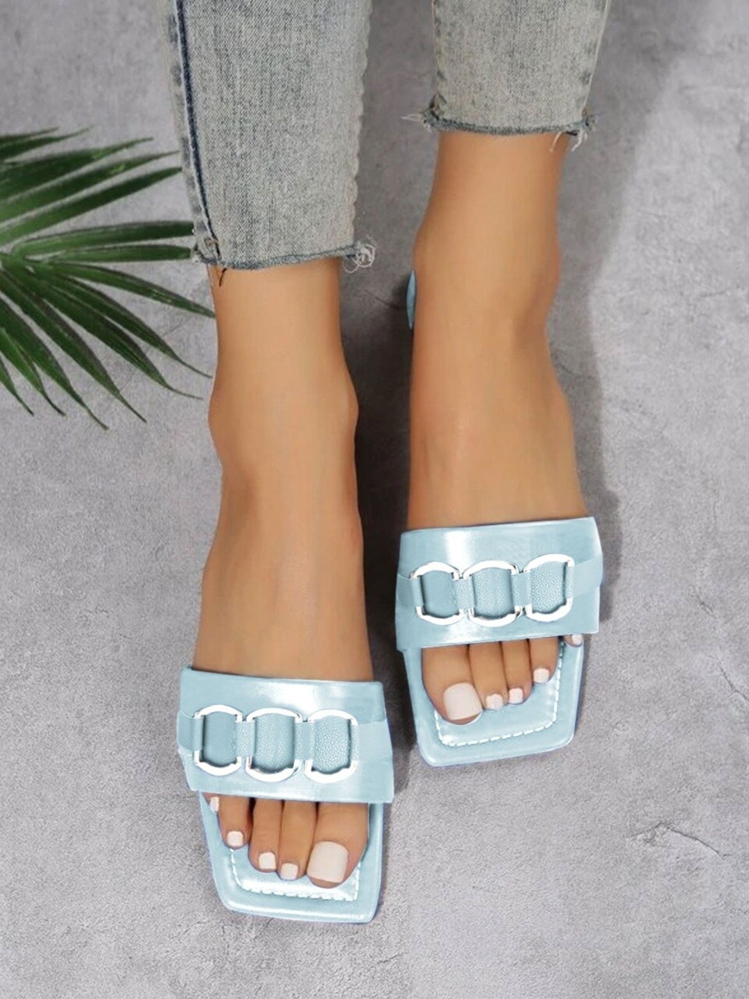 

Shoetopia Women Blue Open Toe Flats