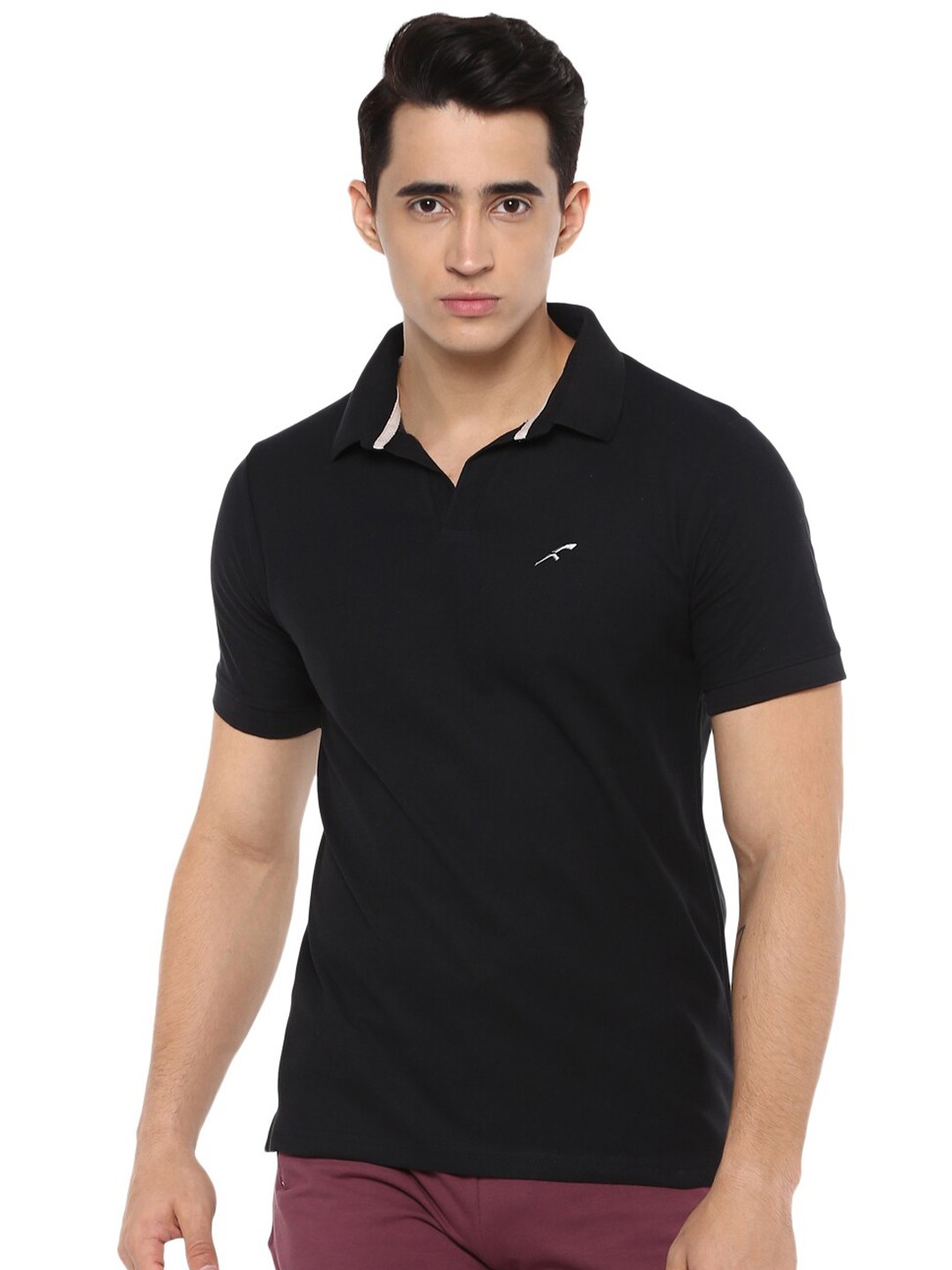 

FURO by Red Chief Men Black Solid Polo Collar T-shirt