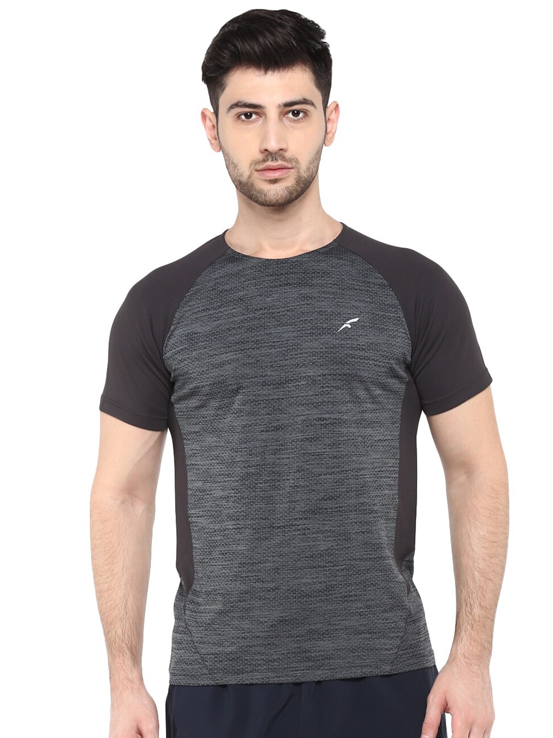 

FURO by Red Chief Men Black & Grey Round Neck T-shirt