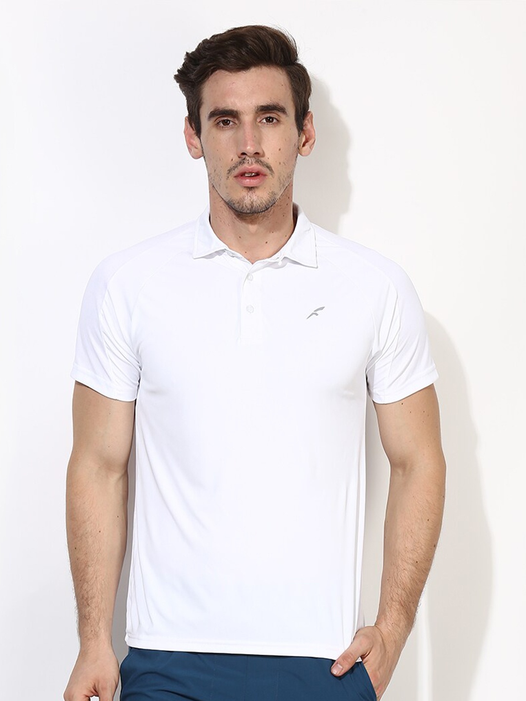

FURO by Red Chief Men White Henley Neck Slim Fit Cotton T-shirt