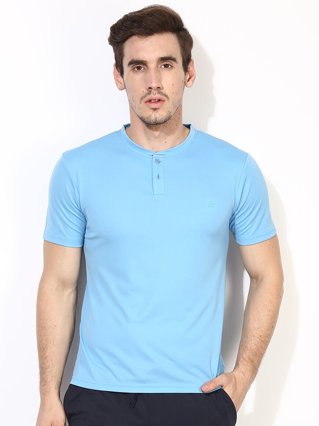 

FURO by Red Chief Men Blue Round Neck Slim Fit Cotton T-shirt