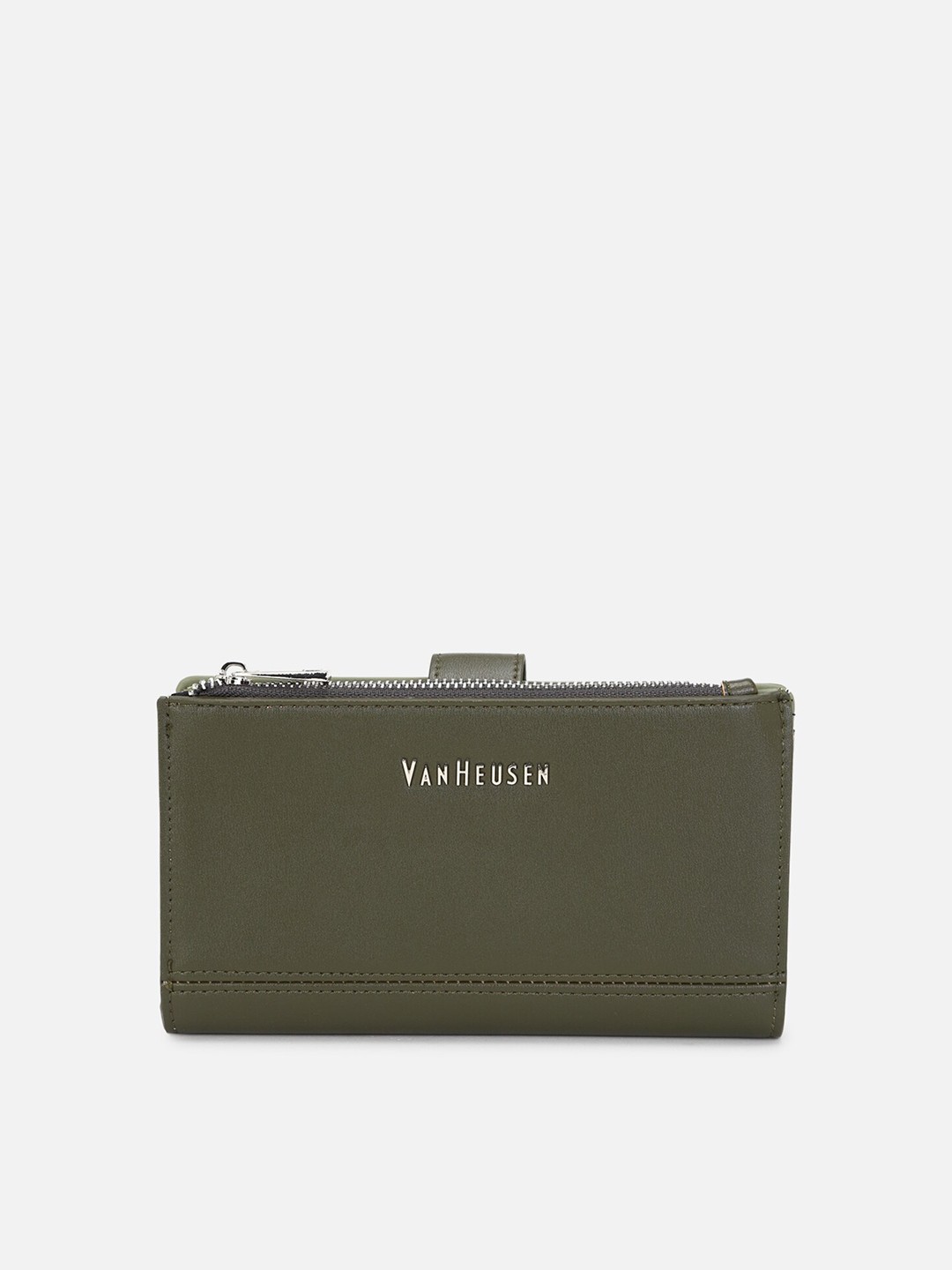 

Van Heusen Woman Women Olive Green & Gold-Toned Buckle Detail Two Fold Wallet
