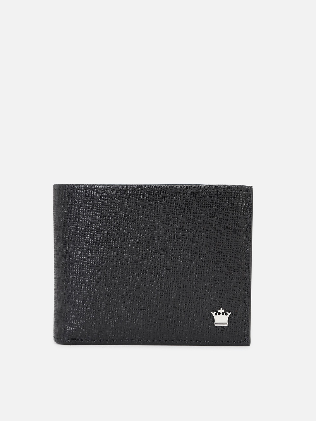 

Louis Philippe Men Black Textured Leather Two Fold Wallet