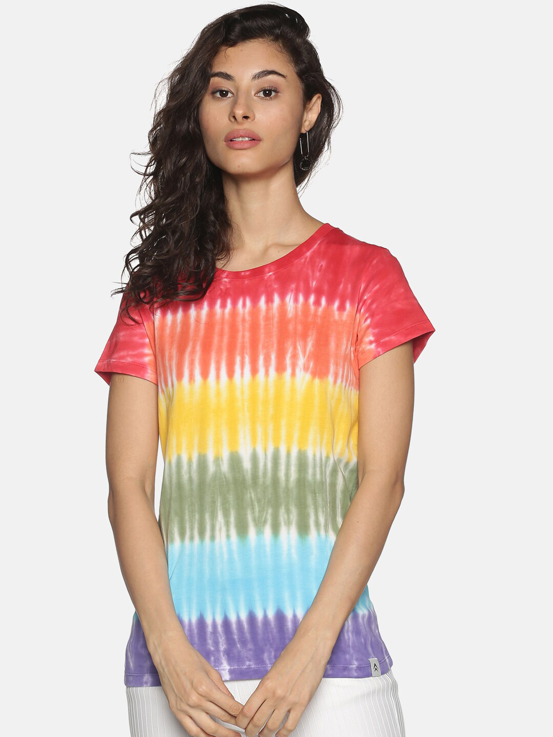 

Steenbok Women Multicoloured Tie and Dye Cotton T-shirt, Multi