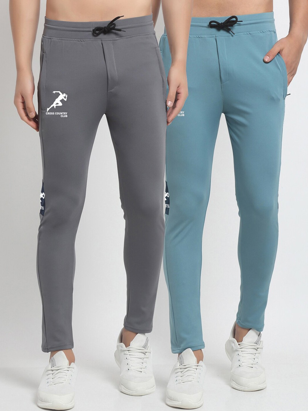 

GRACIT Men Grey & Blue Pack Of 2 Regular Fit Track Pants