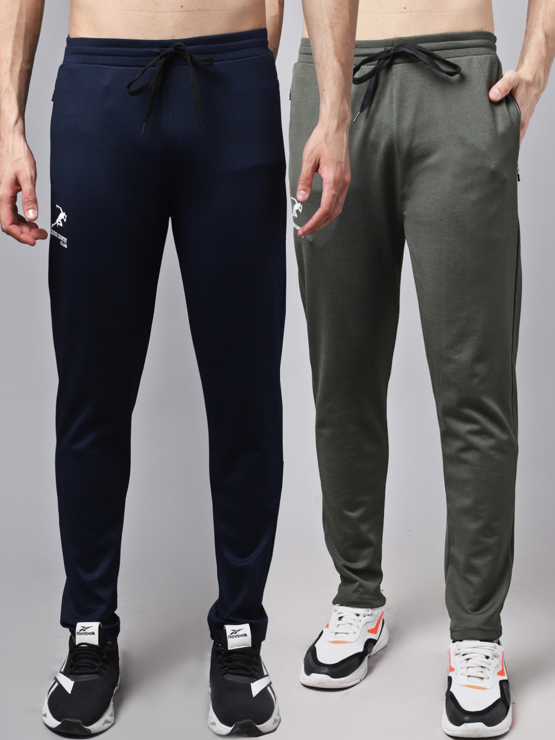 

GRACIT Men Navy Blue & Green Pack Of 2 Solid Track Pants