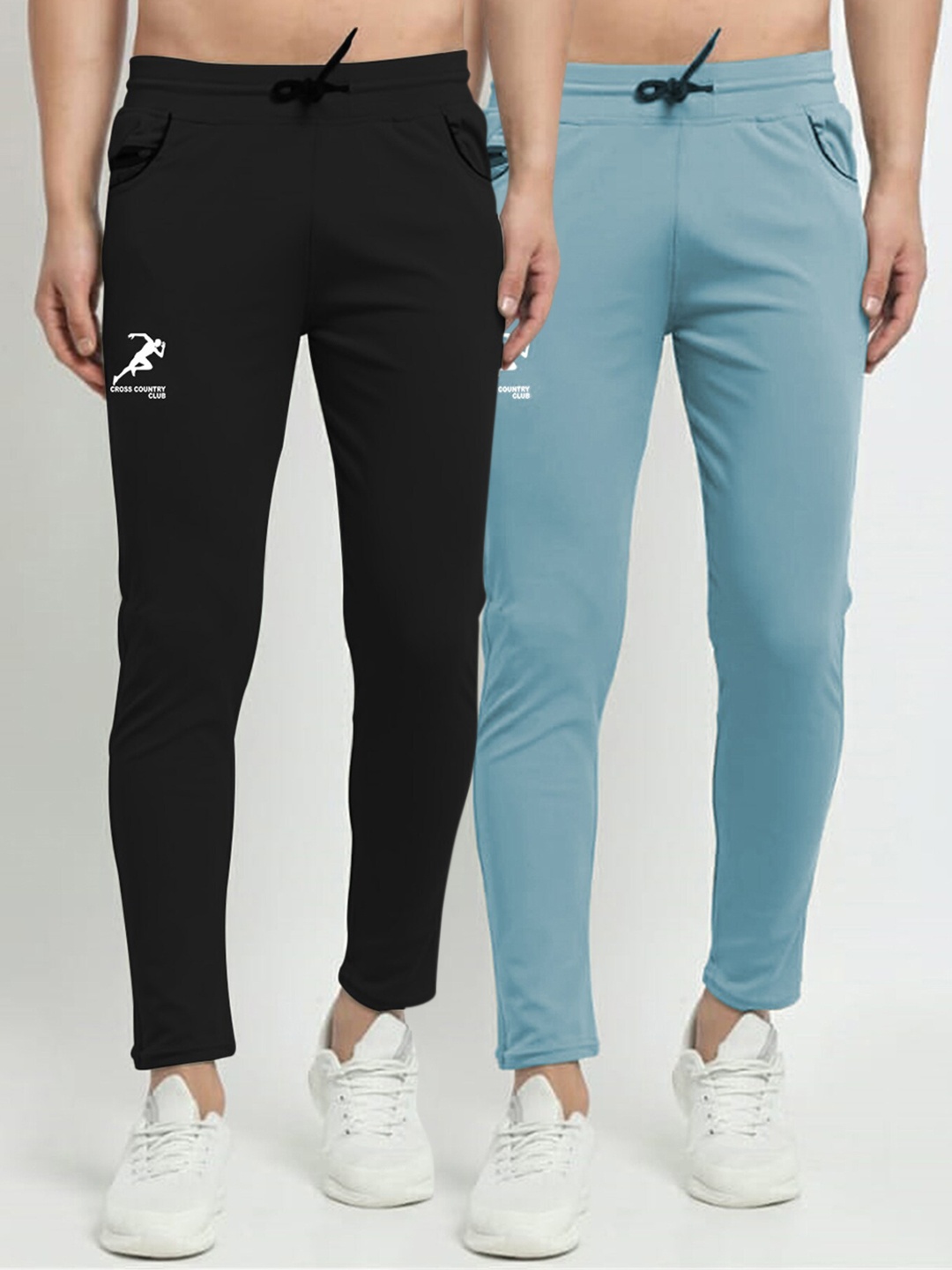 

GRACIT Men Black & Blue Pack Of 2 Regular Fit Track Pants