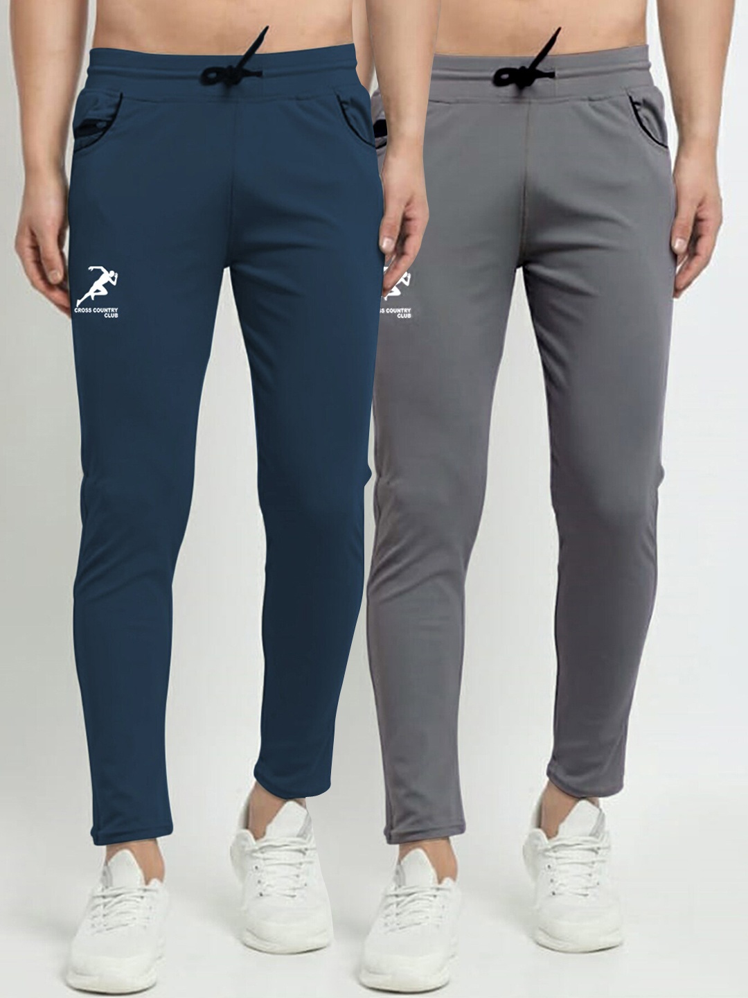 

GRACIT Men Grey & Navy Blue Pack Of 2 Regular Fit Track Pants