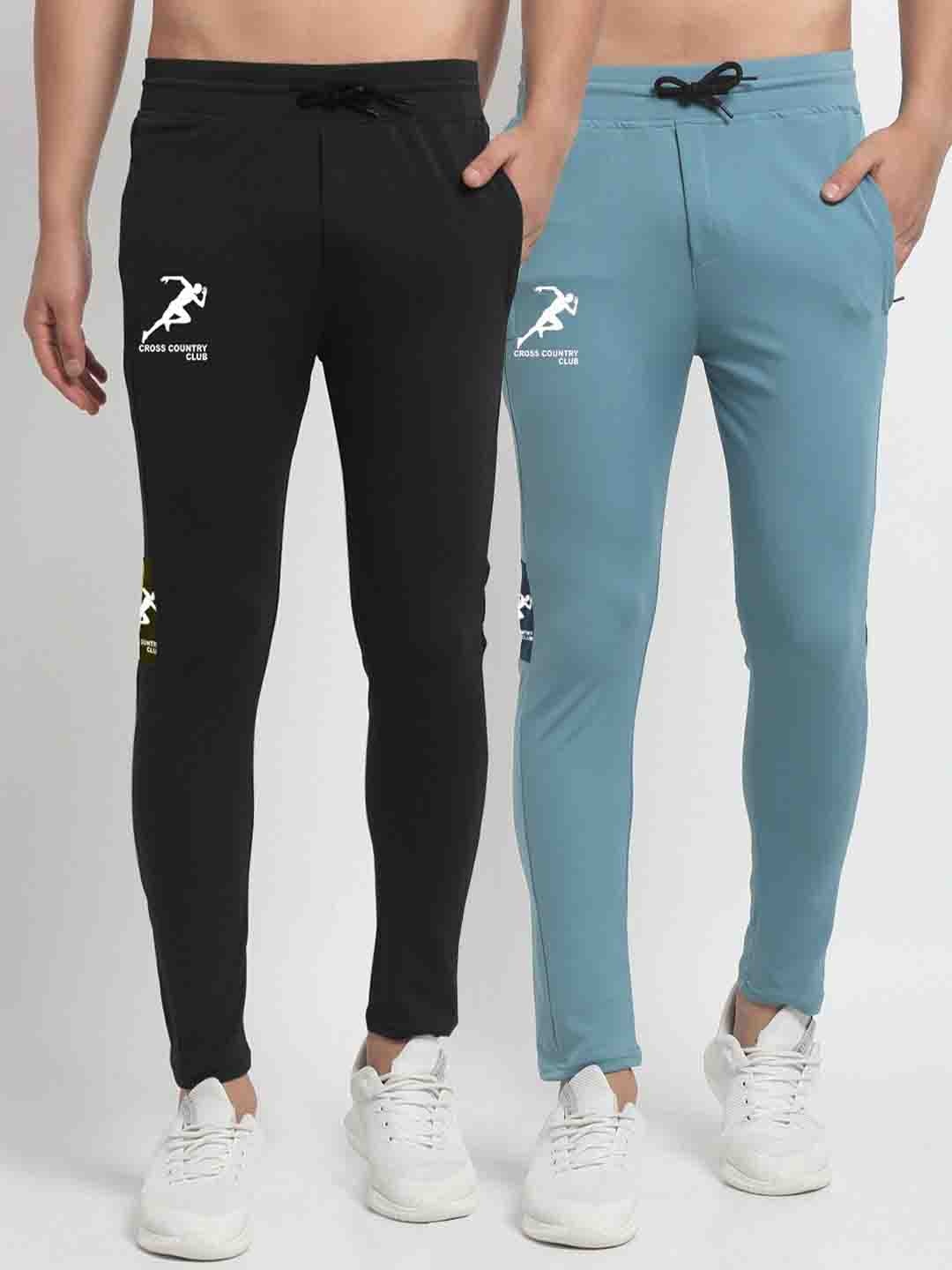 

GRACIT Men Black & Blue Pack Of 2 Solid Track Pants