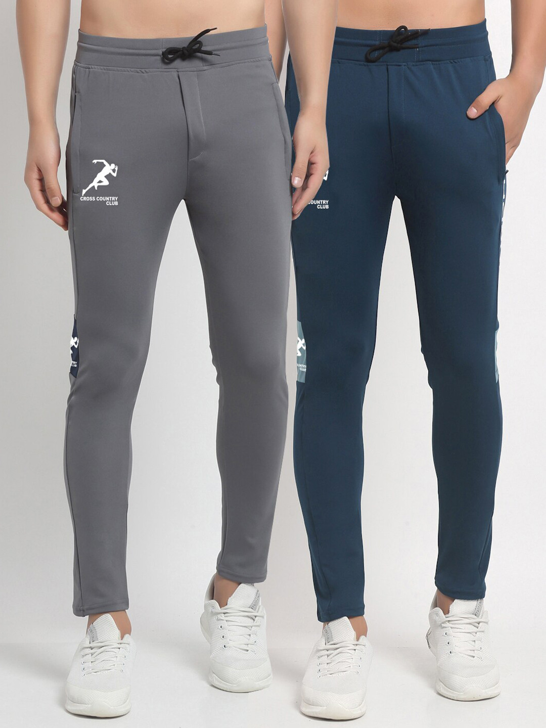 

GRACIT Men Grey & Navy Blue Pack Of 2 Regular Fit Track Pants