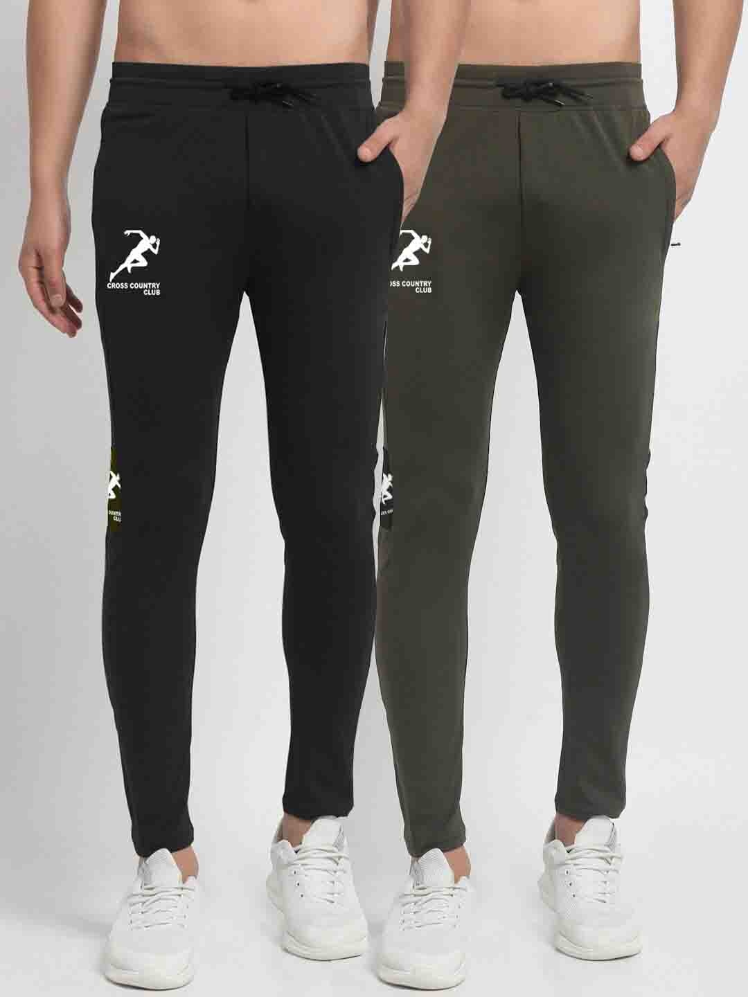 

GRACIT Men Black & Olive Green Pack Of 2 Regular Fit Track Pants