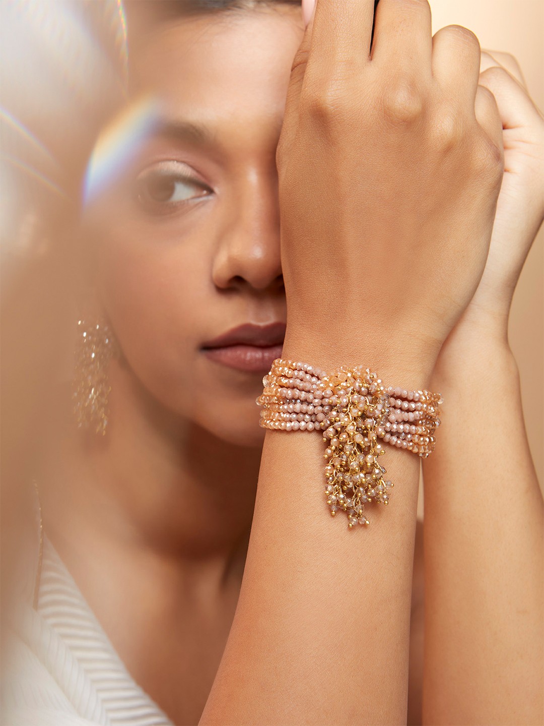 

D'oro Women Brown Crystals Gold-Plated Charm Bracelet
