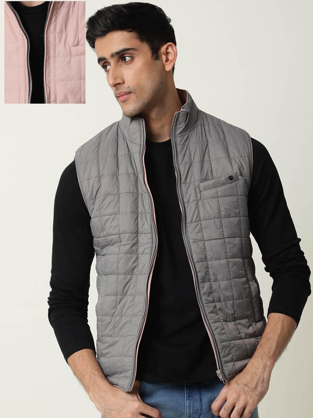 

RARE RABBIT Men Fillex Puffer Reversible Jacket, Silver