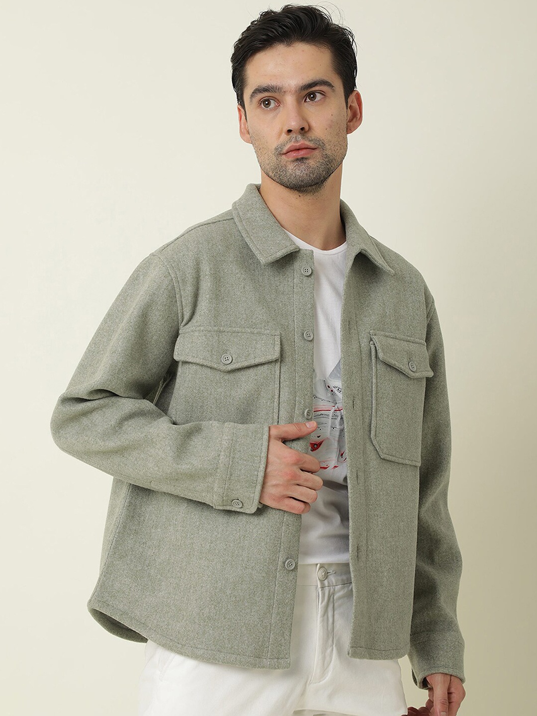 RARE RABBIT Men Shack Slim Fit Jacket, Green