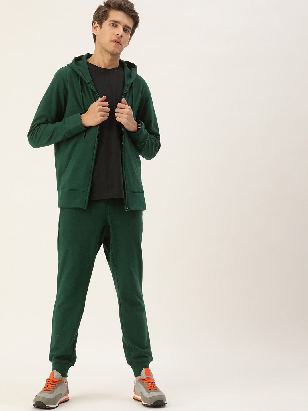 

Kook N Keech Men Teal Solid Knitted Hooded Tracksuit