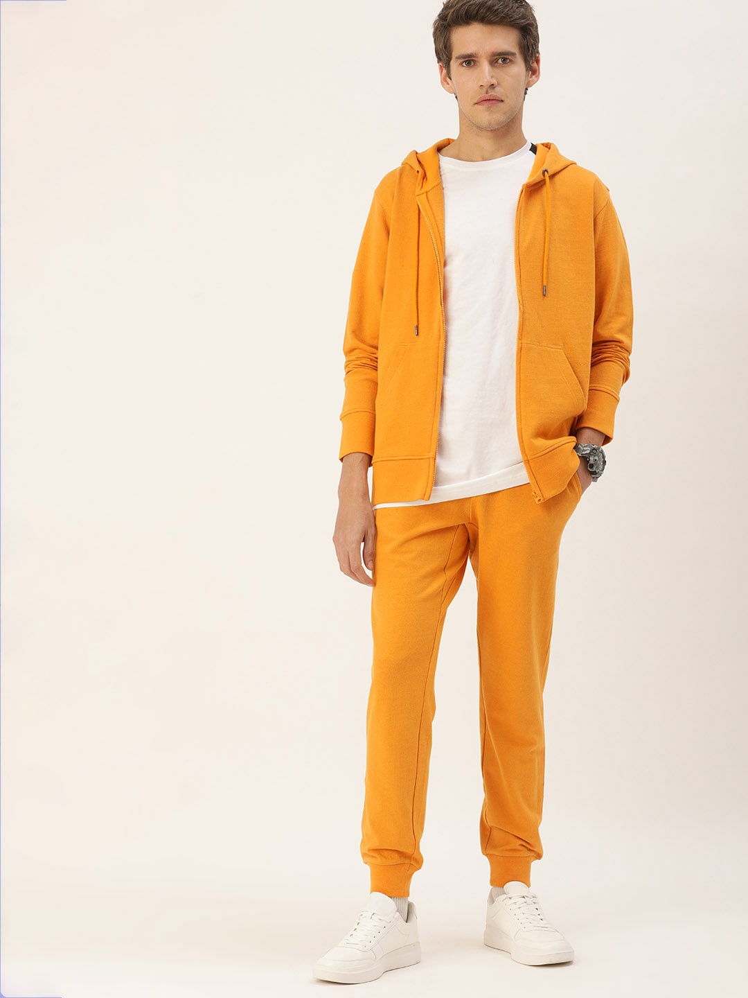 

Kook N Keech Men Mustard Yellow Solid Tracksuit