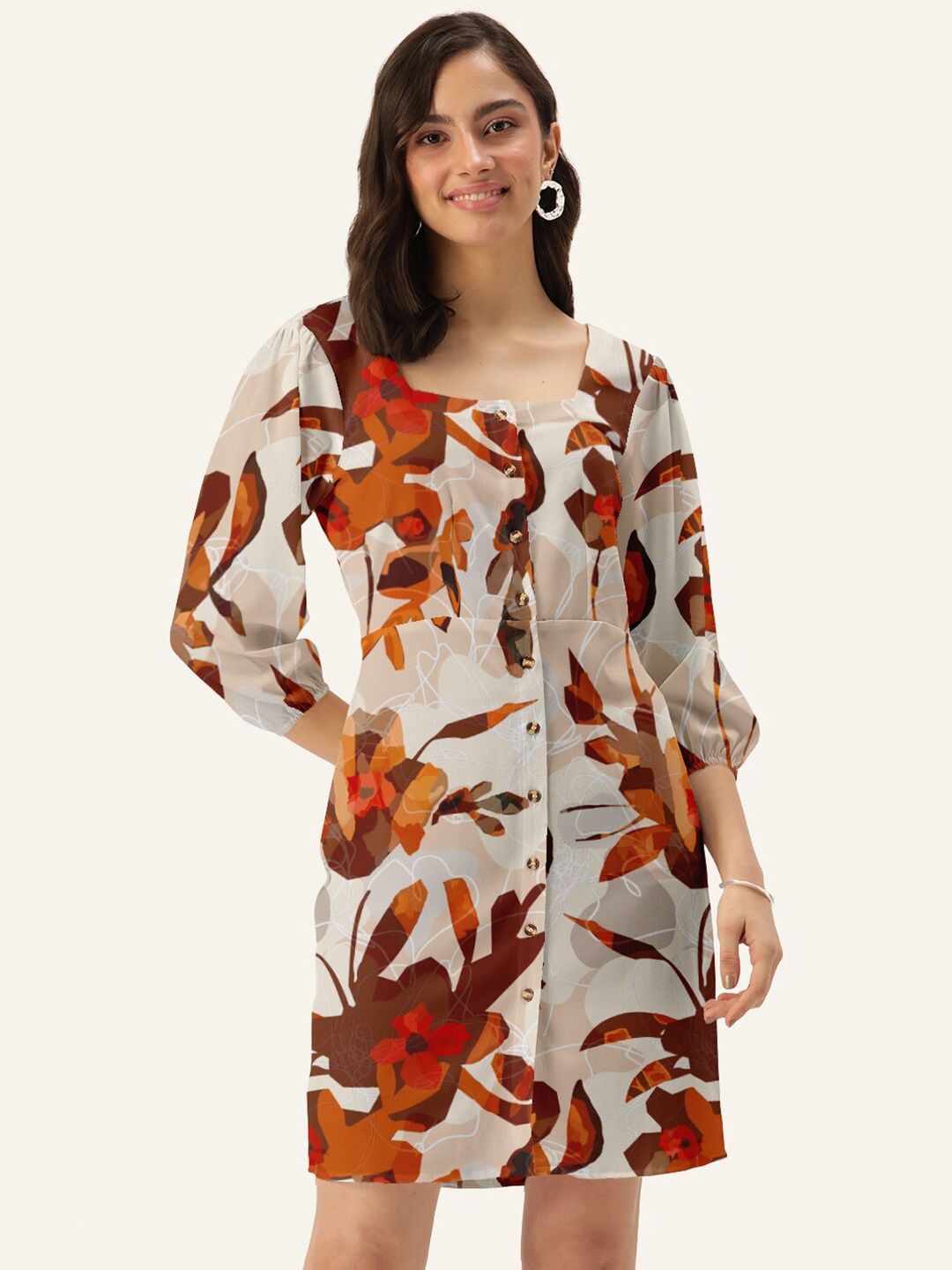 

DressBerry Brown Floral Shirt Dress