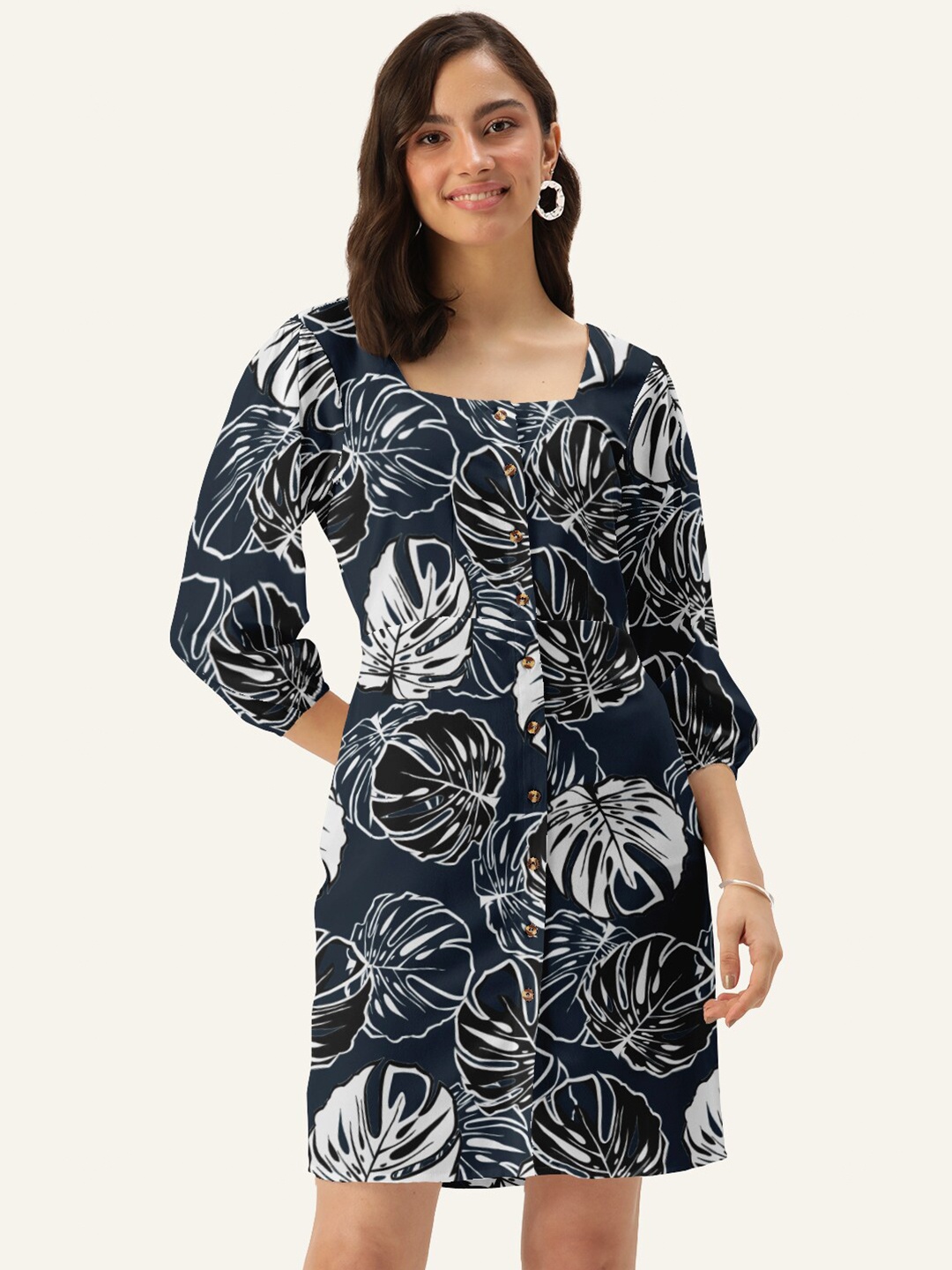 

DressBerry Blue Floral Shirt Dress