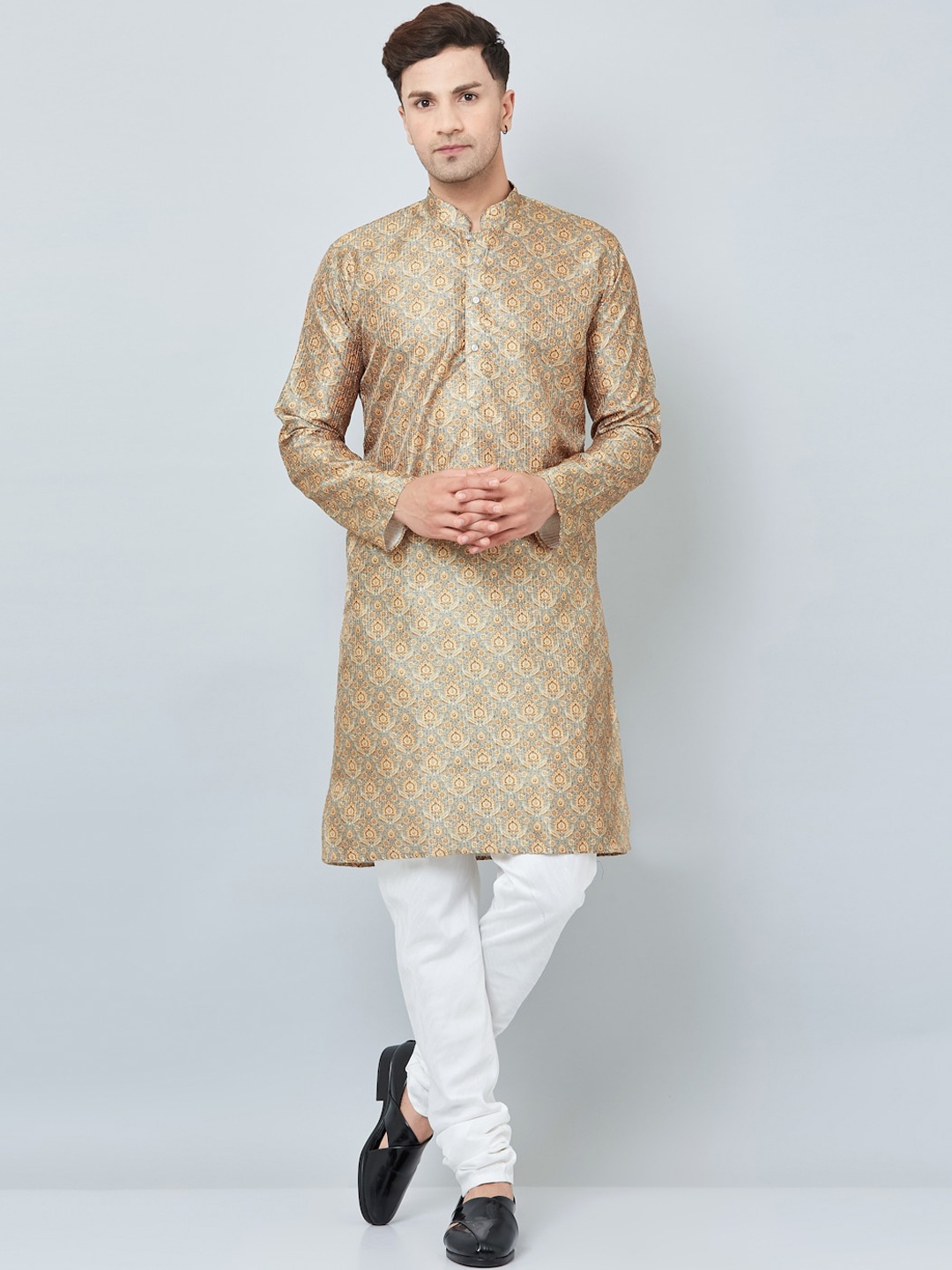 

Armaan Ethnic Motifs Printed Straight Regular Kurta, Beige