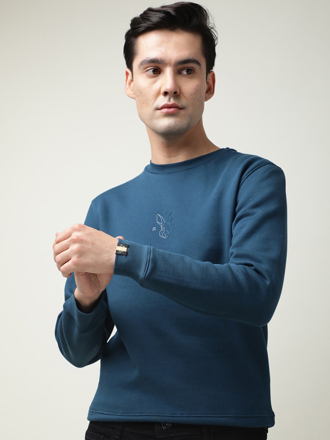 

RARE RABBIT Men Zen Slim Fit Sweatshirt, Teal