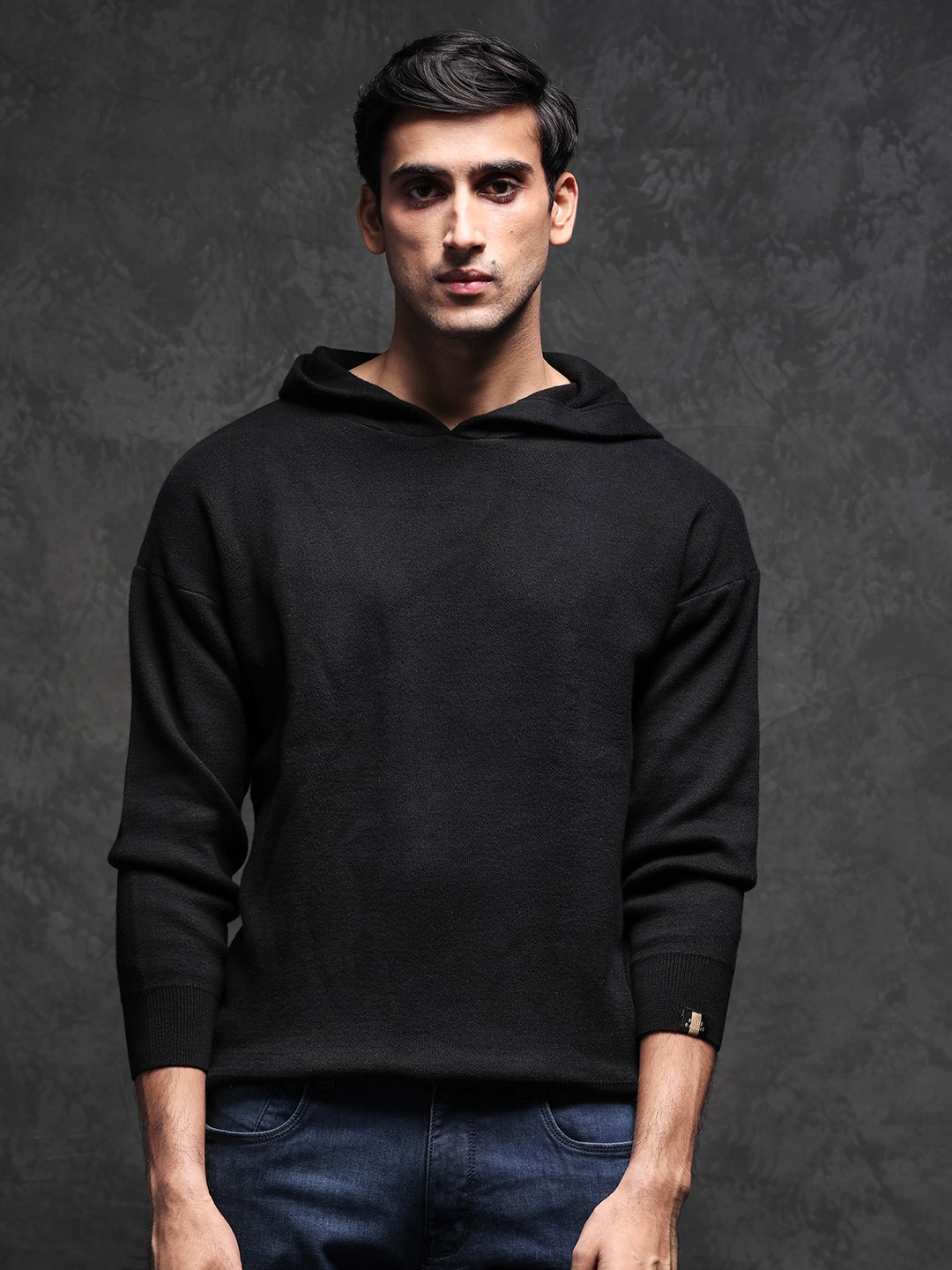 

RARE RABBIT Men Zarr Slim Fit Hooded Sweatshirt, Black