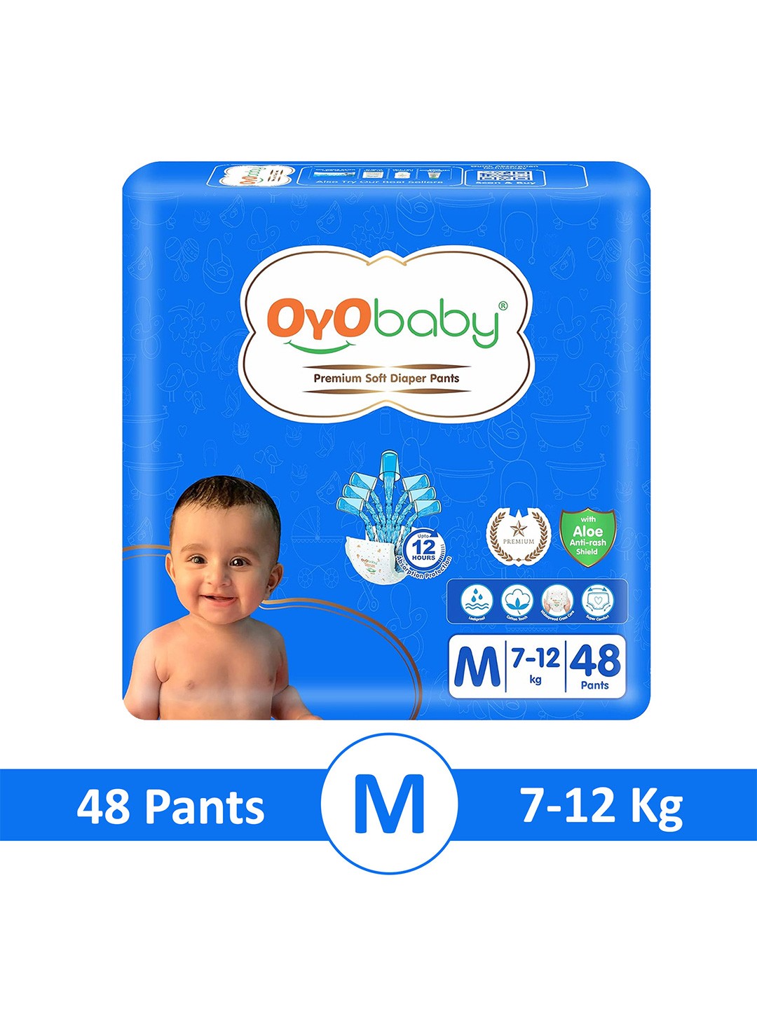 

OyO Baby Kids New Born Animal Print-Medium Premium Pants Diapers, White