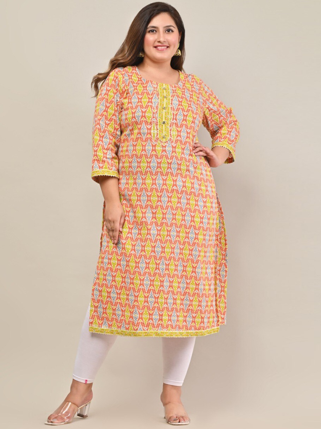 

Swasti Printed Gotta Patti Cotton Kurta, Peach
