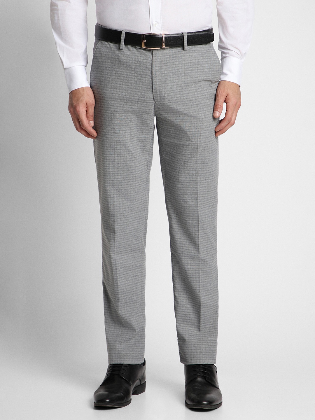 

Peter England Men Checked Neo Slim Fit Trousers, Grey