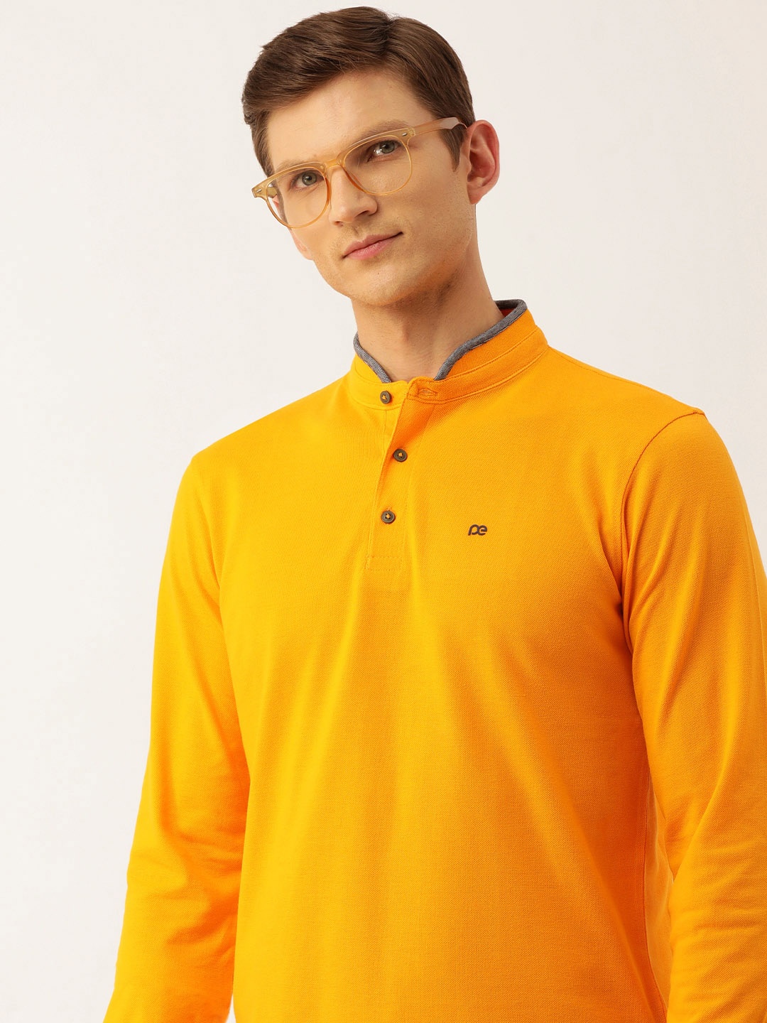 

Peter England Men Henley Neck T-shirt, Orange