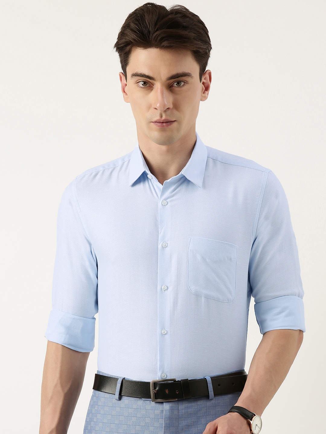 

Peter England Men Slim Fit Formal Shirt, Blue