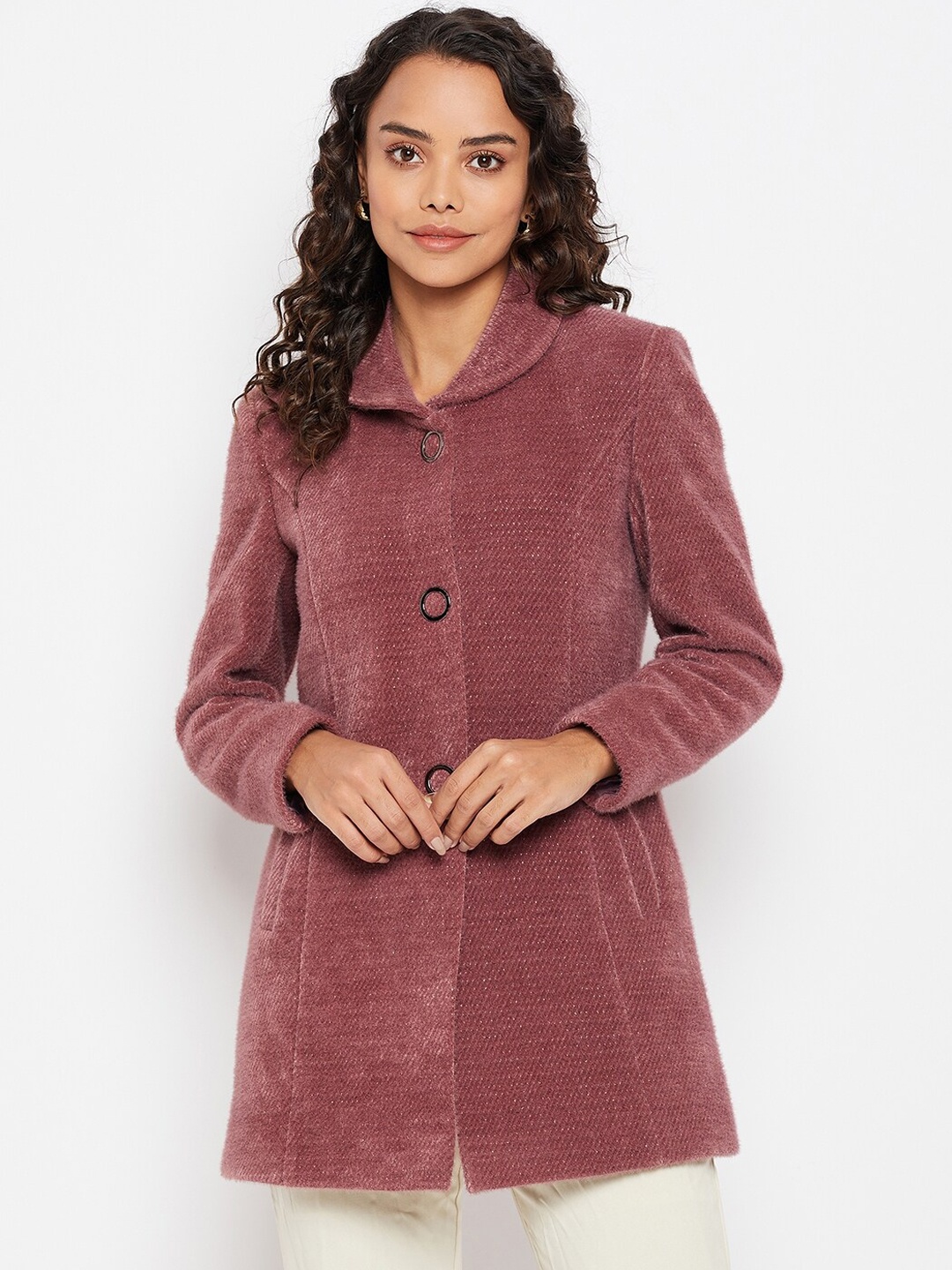 

Duke Women Maroon Self-design Wool Trench Coats