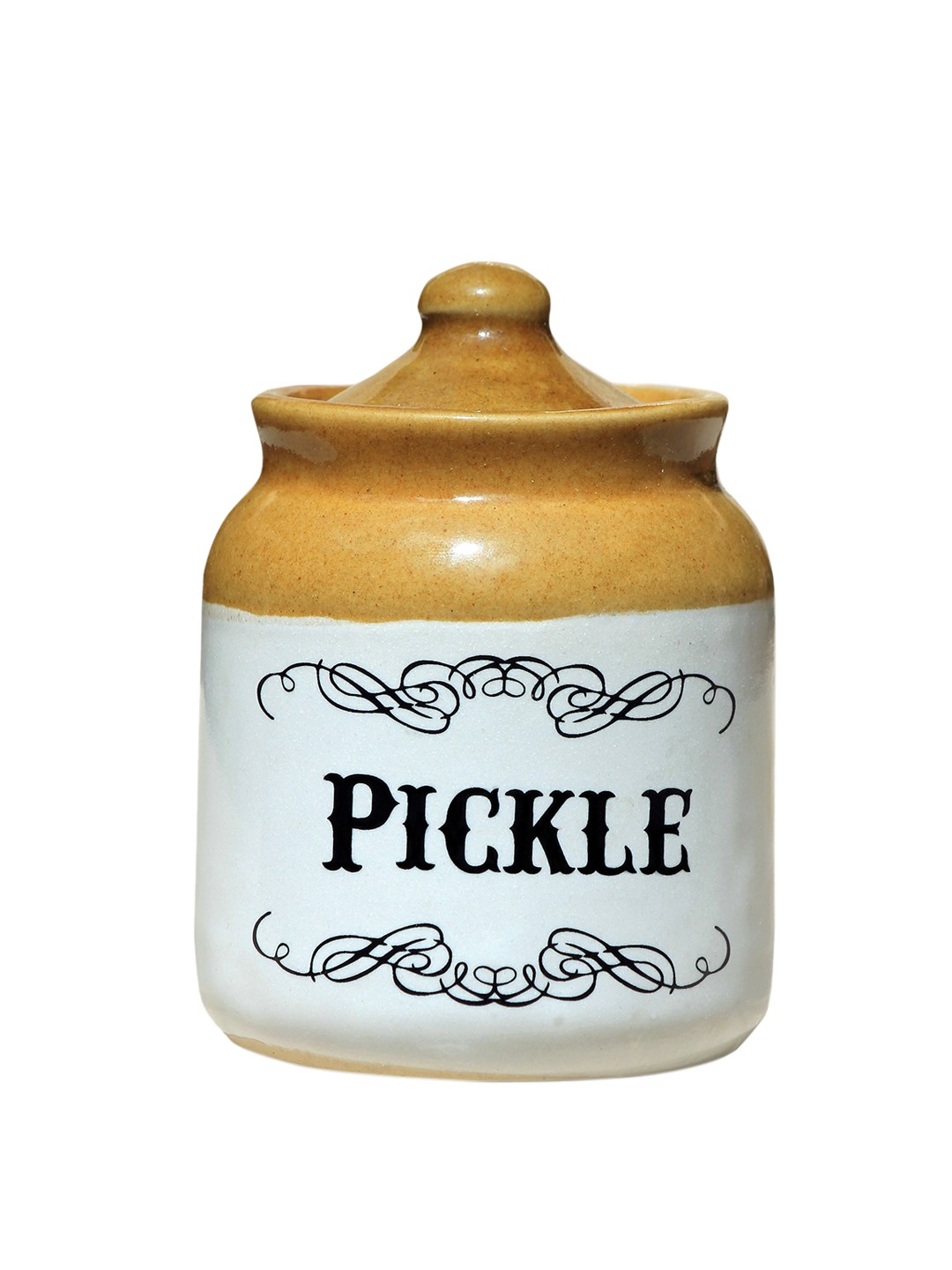 

Eco Corner Pickle White & Brown Printed Ceramic Pickle Jar