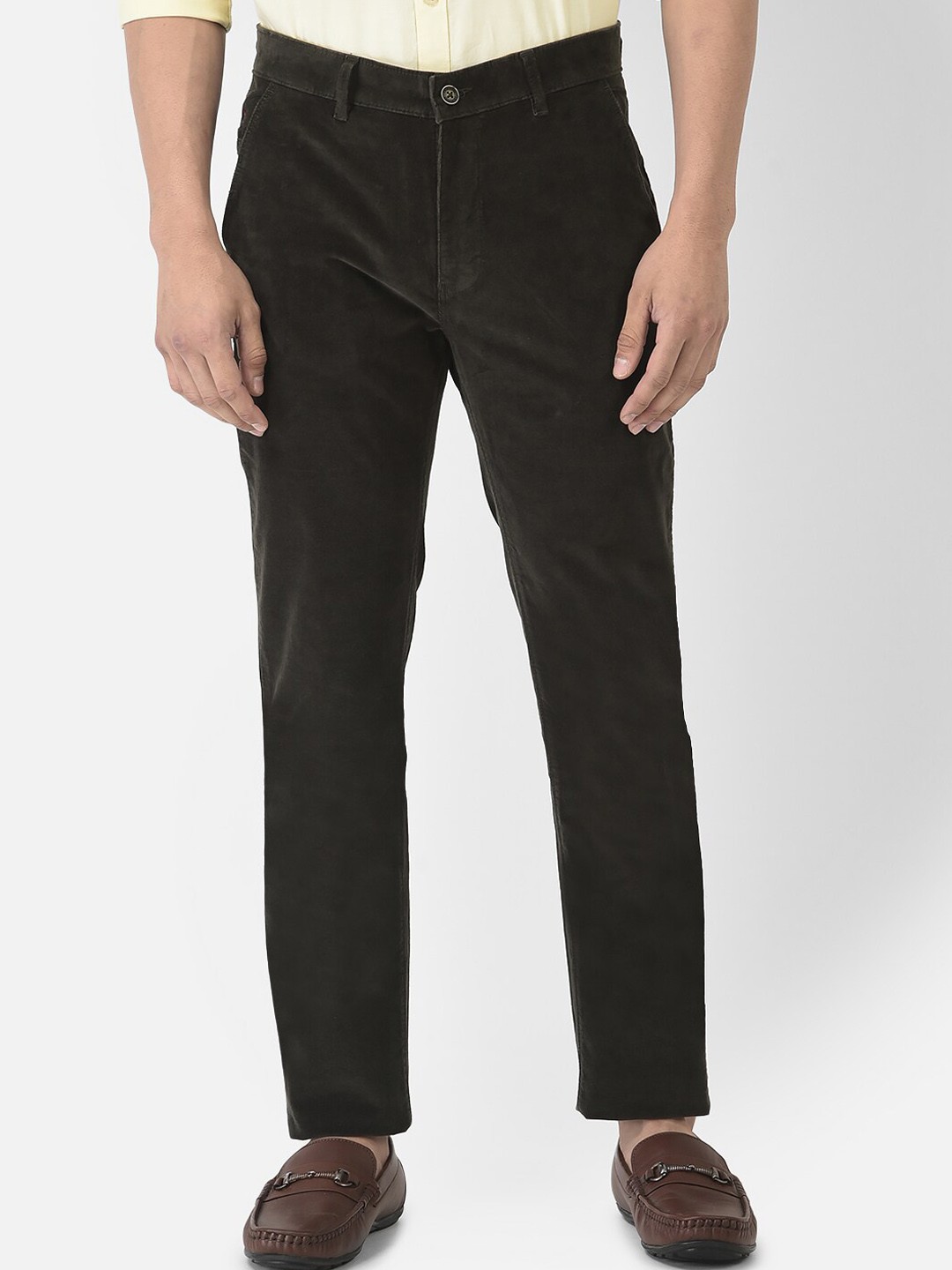 

Crimsoune Club Men Olive Green Cotton Relaxed Trousers