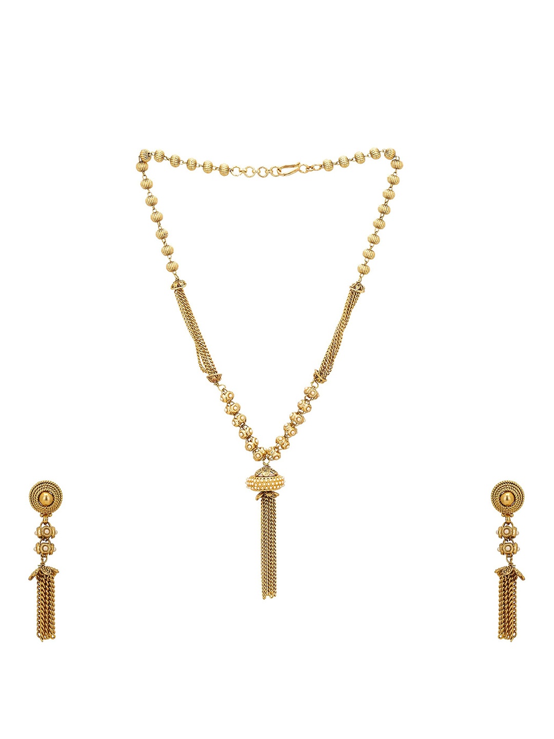 

Adwitiya Collection 24KT Gold-Plated White Beaded Jewellery Set