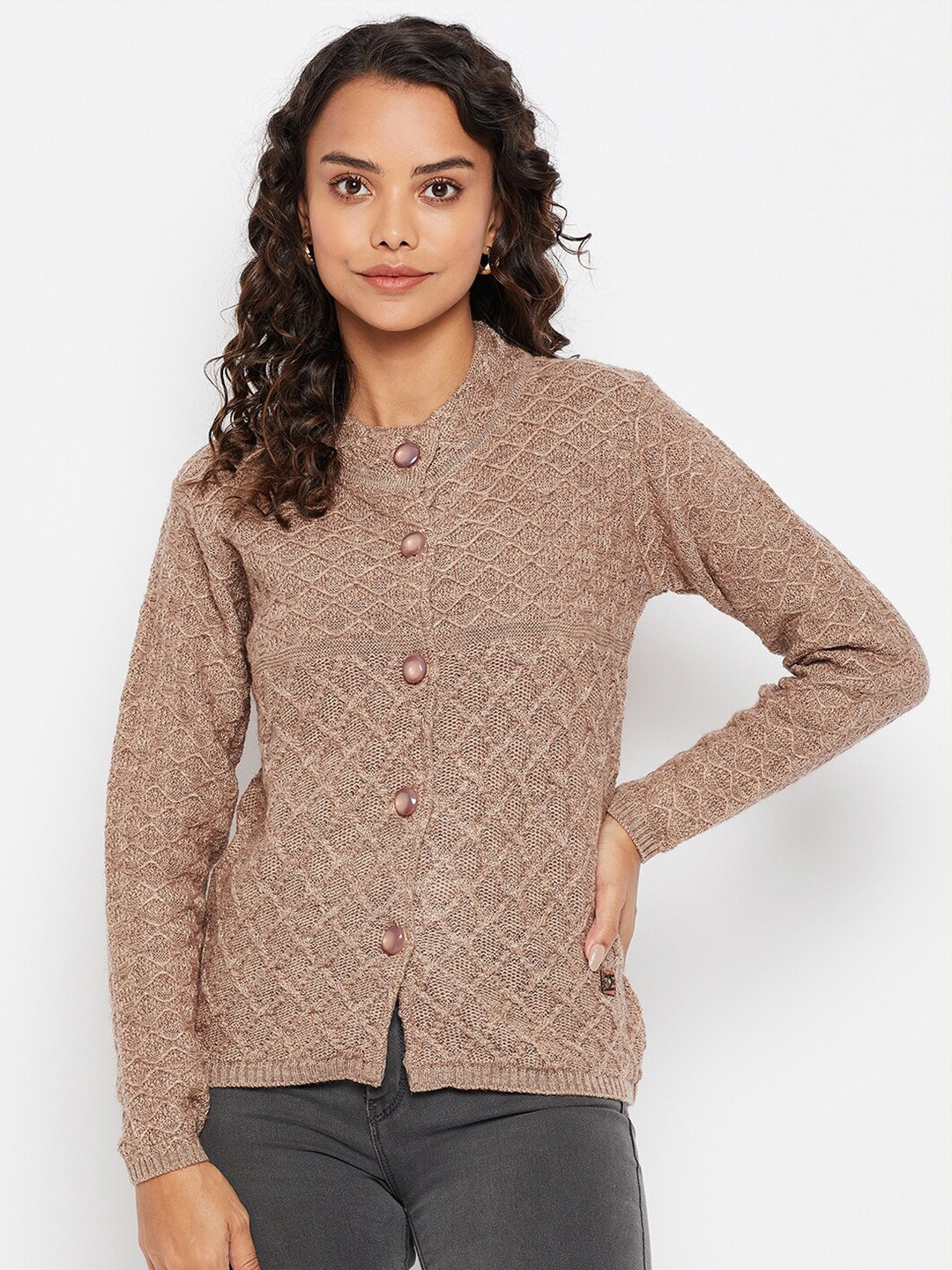 

Duke Women Brown Checked Wool Cardigan