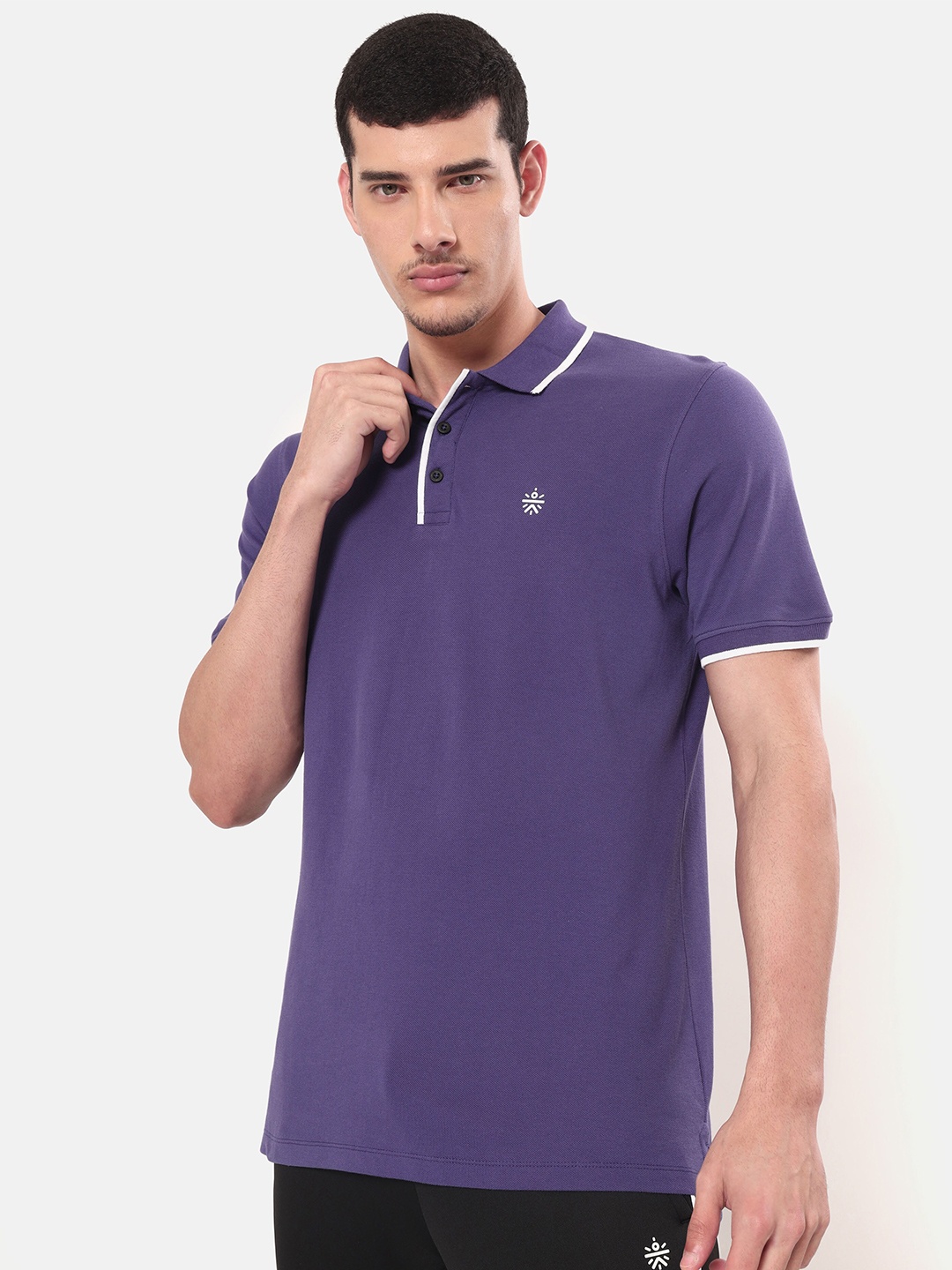 

Cultsport Men Blue Solid Polo Collar Cotton T-shirt