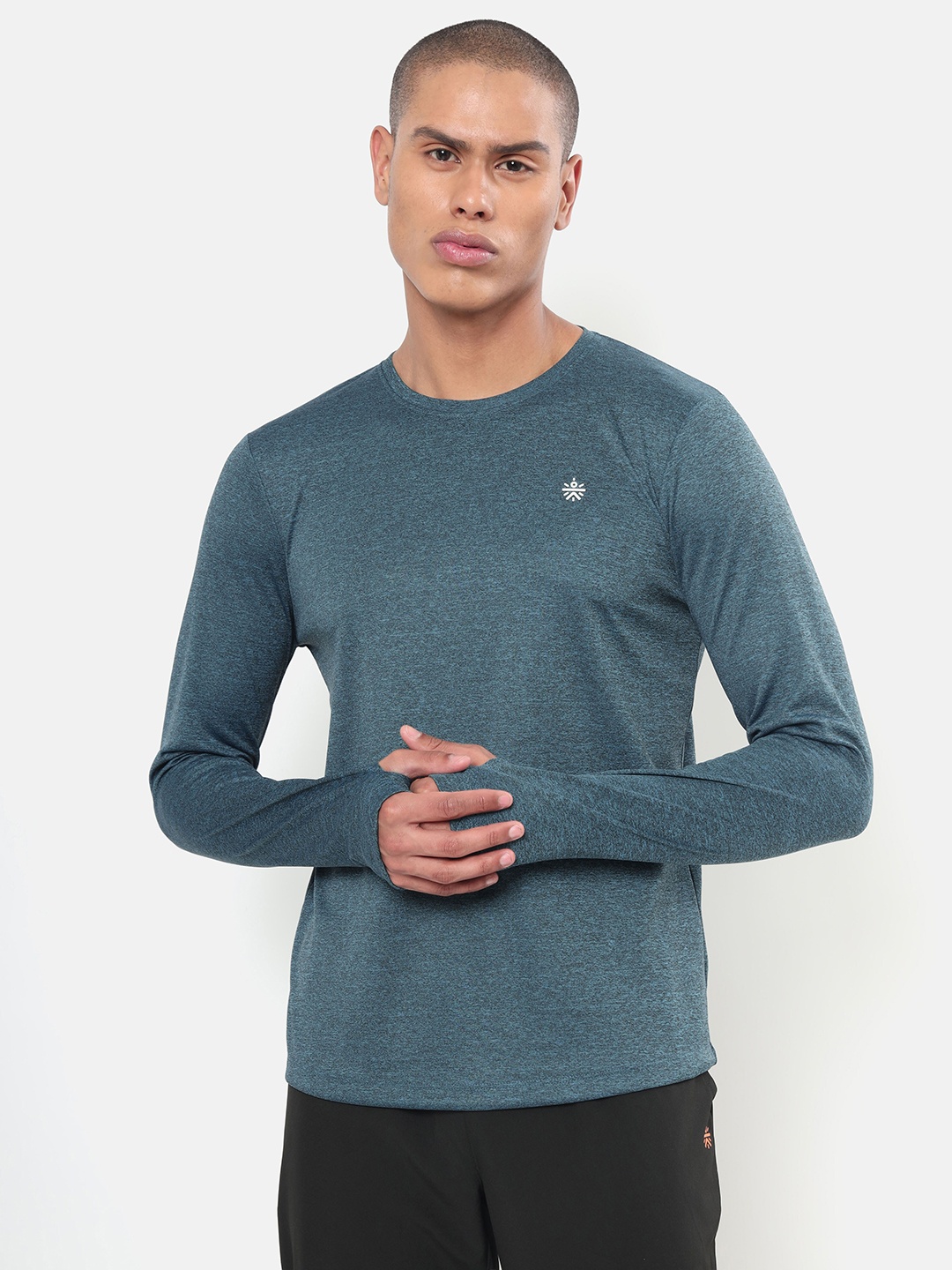 

Cultsport Men Teal Brand Logo Printed Moisture Wicking Pure Cotton T-shirt