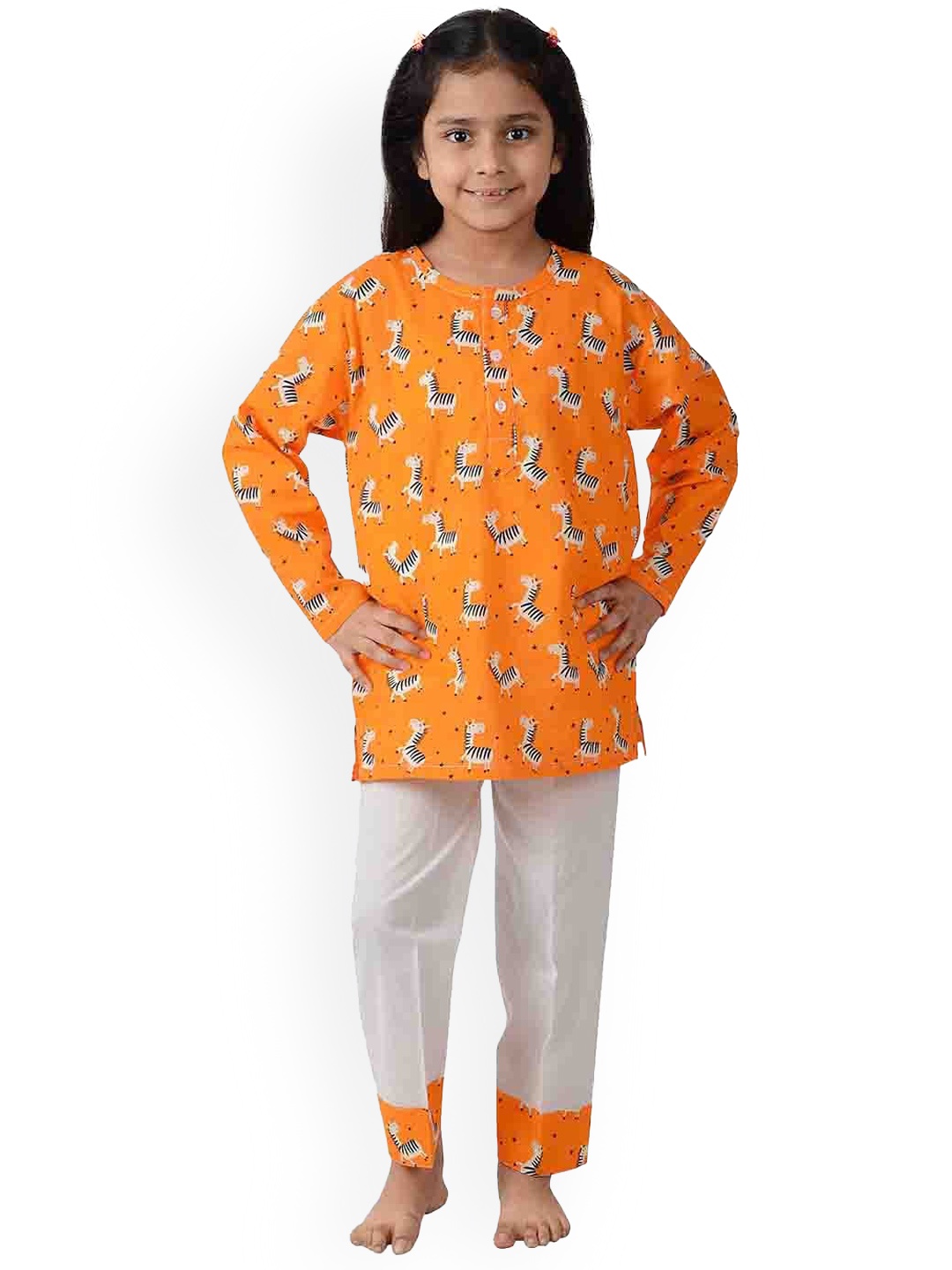 

Frangipani Boys Pack Of 3 White & Orange Printed Pure Cotton Night suit