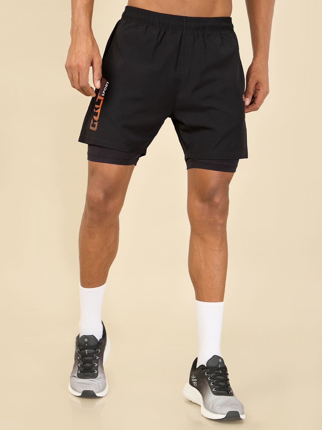 

CULT Men Black Running Sports Shorts
