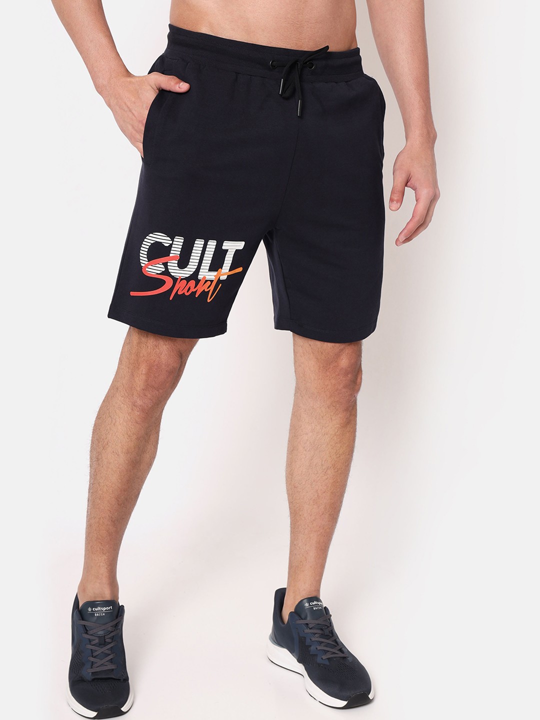 

Cultsport Cotton Printed Running Sports Shorts, Navy blue