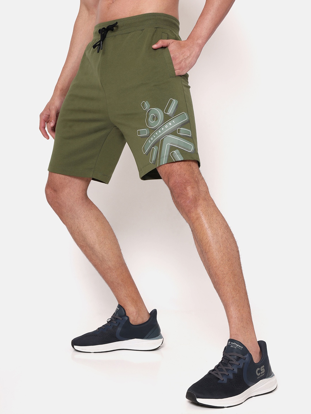 

CULT Men Logo Print Comfort Shorts, Olive