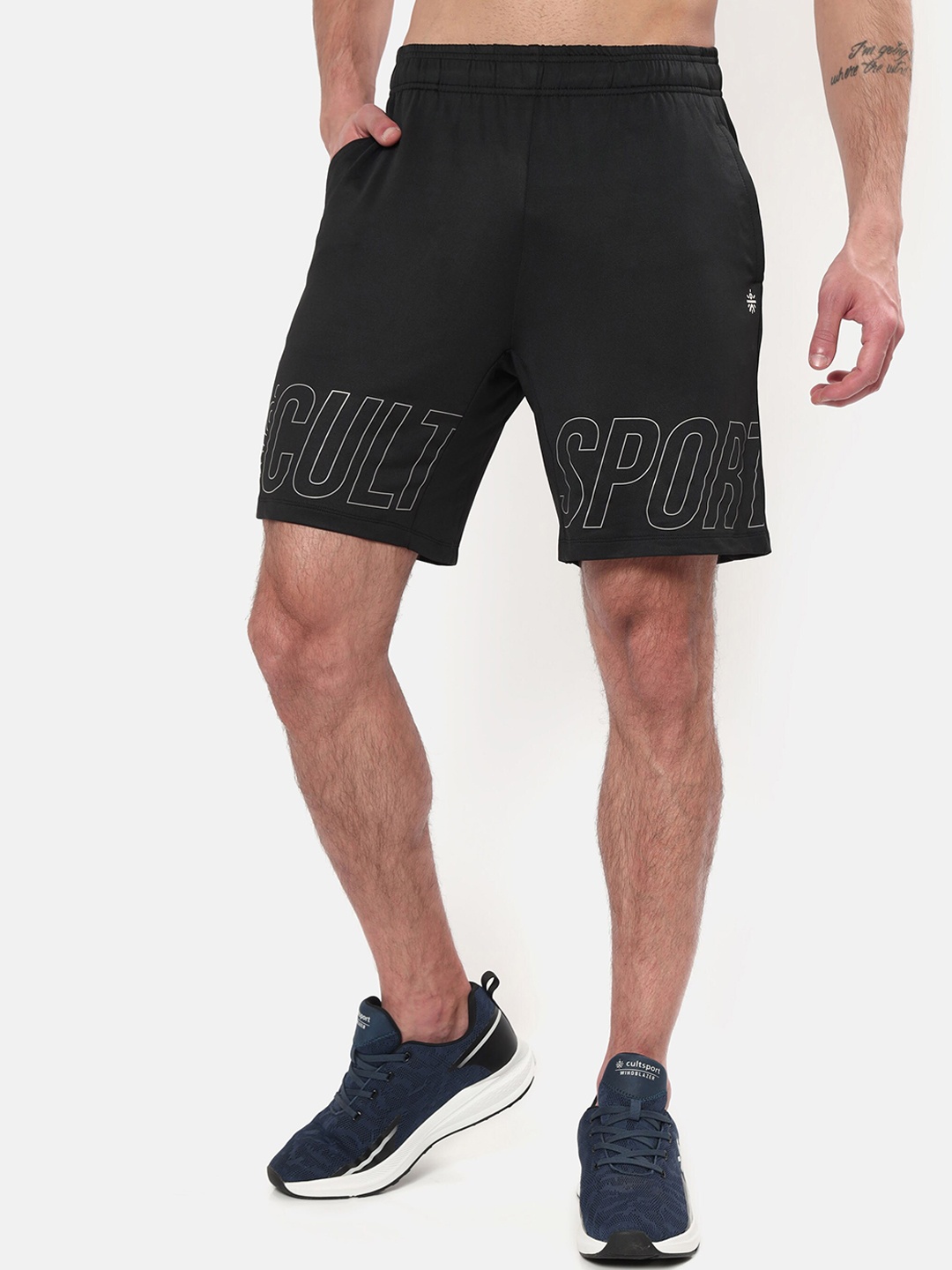 

Cultsport Men Black Printed Running Sports Shorts