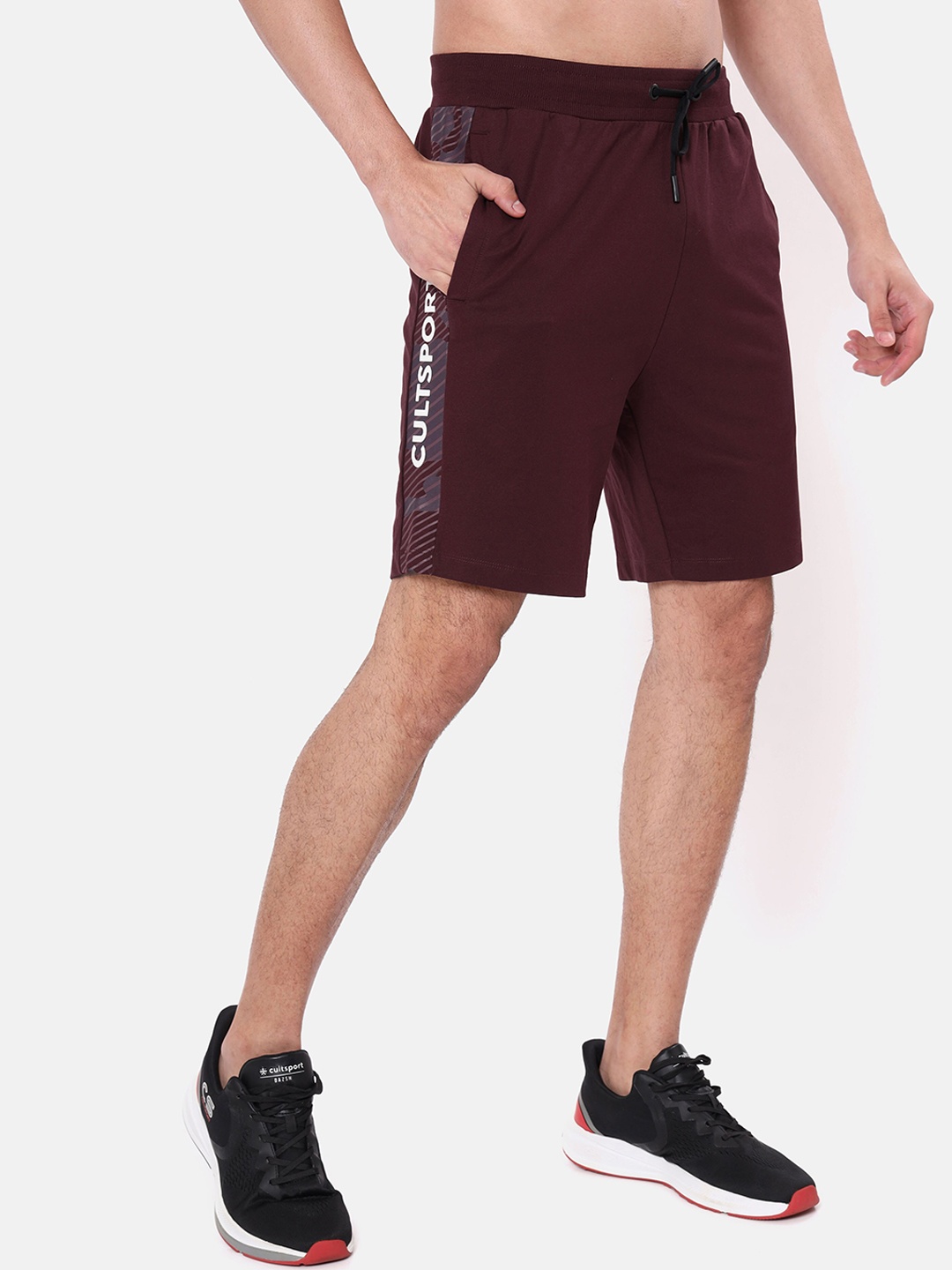 

Cultsport Cotton Printed Running Sports Shorts, Burgundy