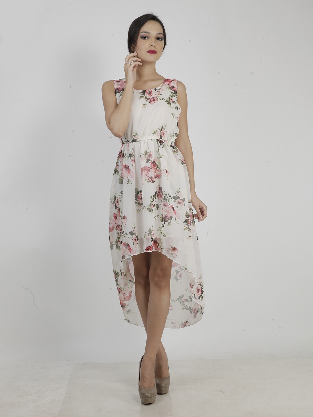 

Gaurgeous White Floral Georgette Midi Dress