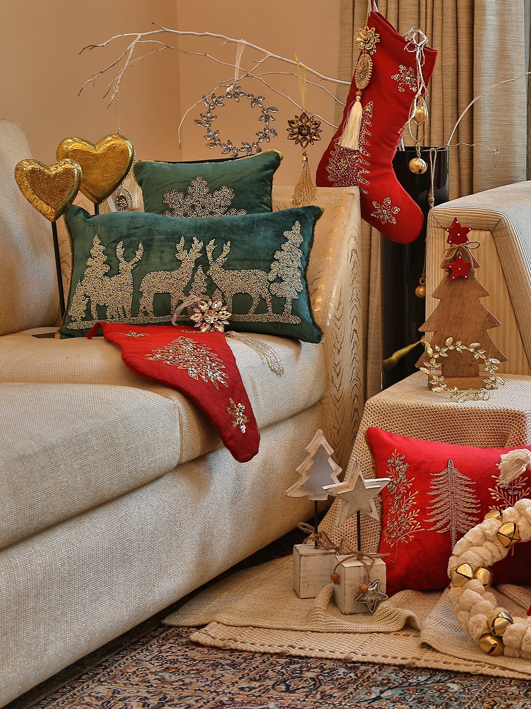 

Amoliconcepts Red Embellished Christmas Stocking