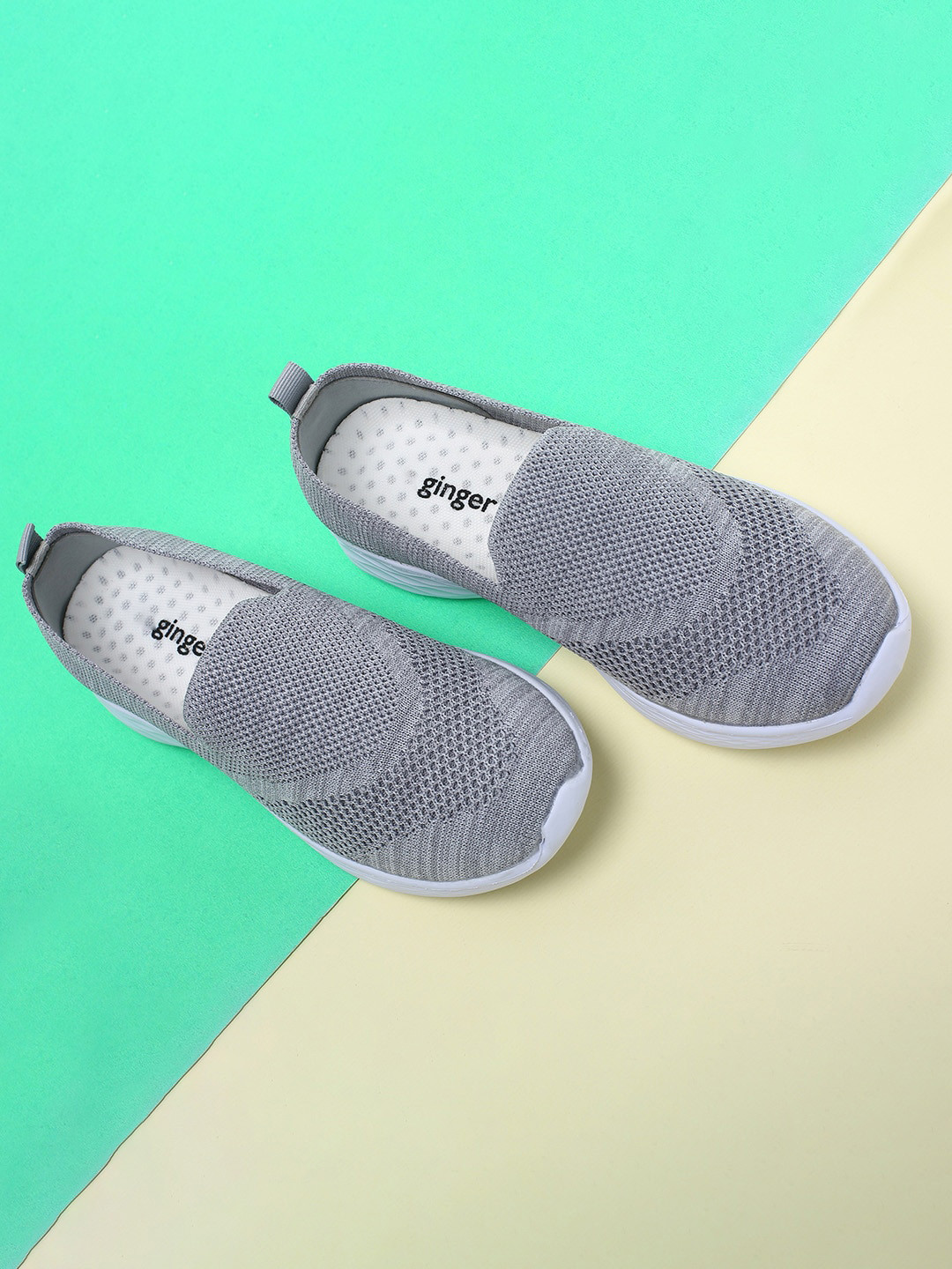 

Ginger by Lifestyle Women Grey Woven Design Slip-On Sneakers