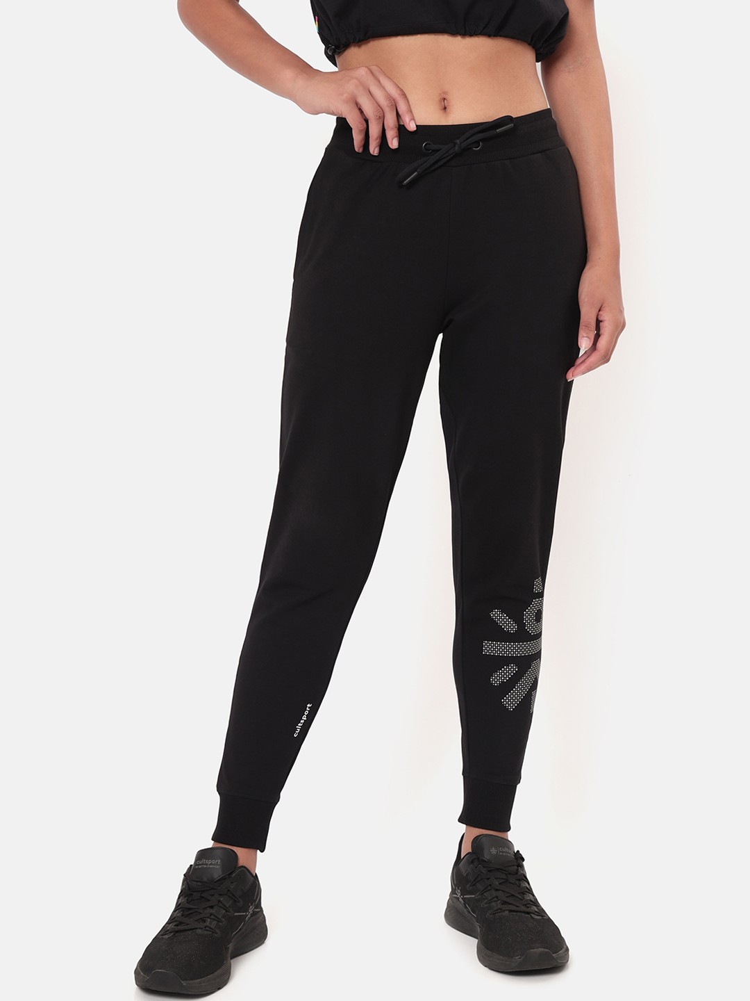 

Cultsport Women Black Solid Cotton Joggers