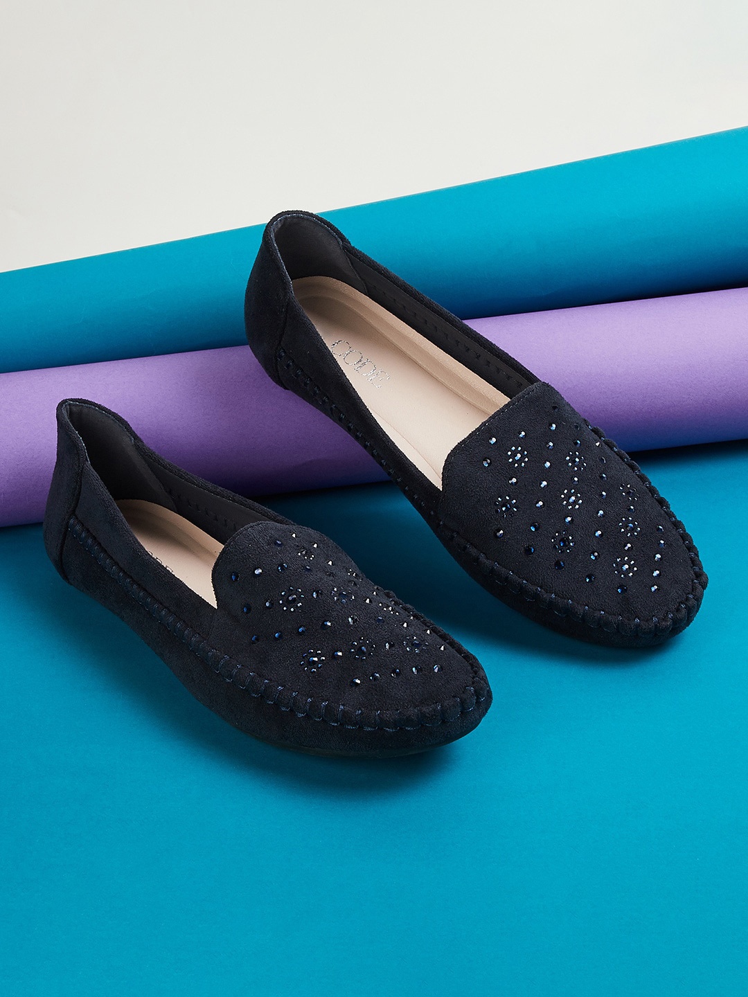 

CODE by Lifestyle Women Navy Blue Embellished Ballerinas Flats