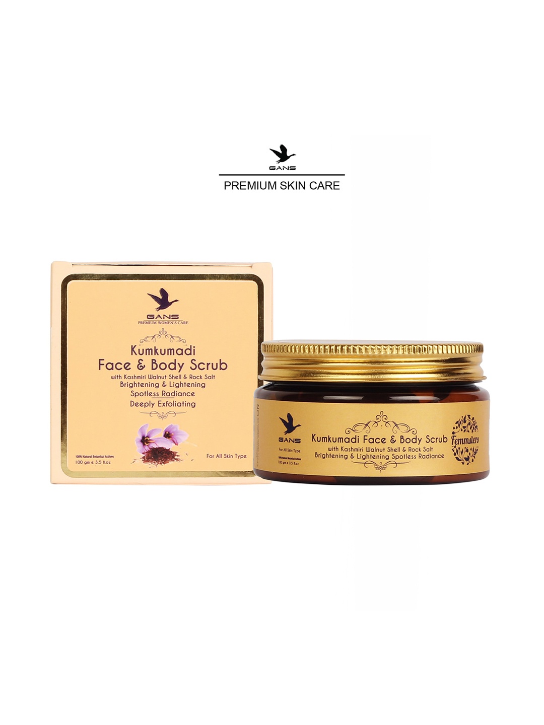 

Gans Kumkumadi Face & Body Scrub with Kashmiri Walnut Shell - 100 g, Peach